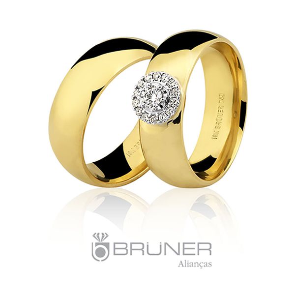 Alianças em Ouro 18k 750 com Brilhantes 19.6g e 7.0mm